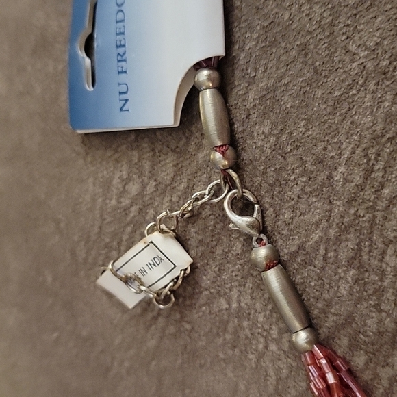 3/$30 NU FREEDOM Coral Red Multi-strand Torsade Glass Beaded Holiday Necklace - Picture 5 of 9